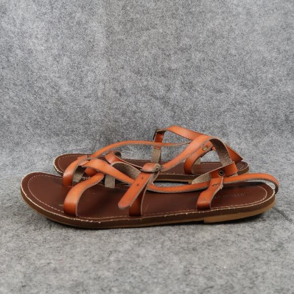 Mossimo Shoes Kids 5 Sandals Strappy Boho Flats Brown Buckle Strap Toe Ring - Picture 3 of 10